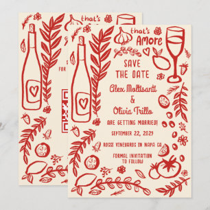 Invitación Eso es Comida Italiana Amore GUARDA LA FECHA QR Pe