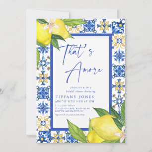 Invitación Eso es más ducha de limón de azulejos azules itali
