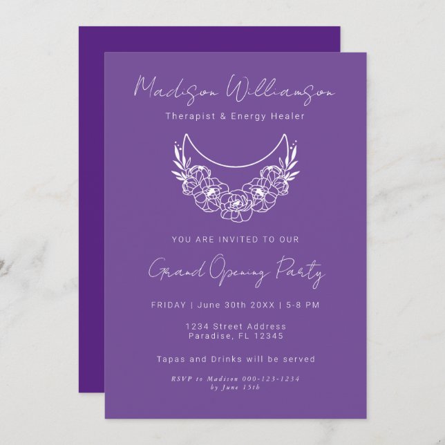 Invitación Esoteric Psychic Modern Moon Business Event (Anverso / Reverso)