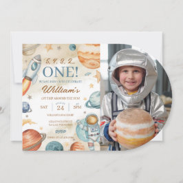 Invitación Espacio 1ª foto de cumpleaños