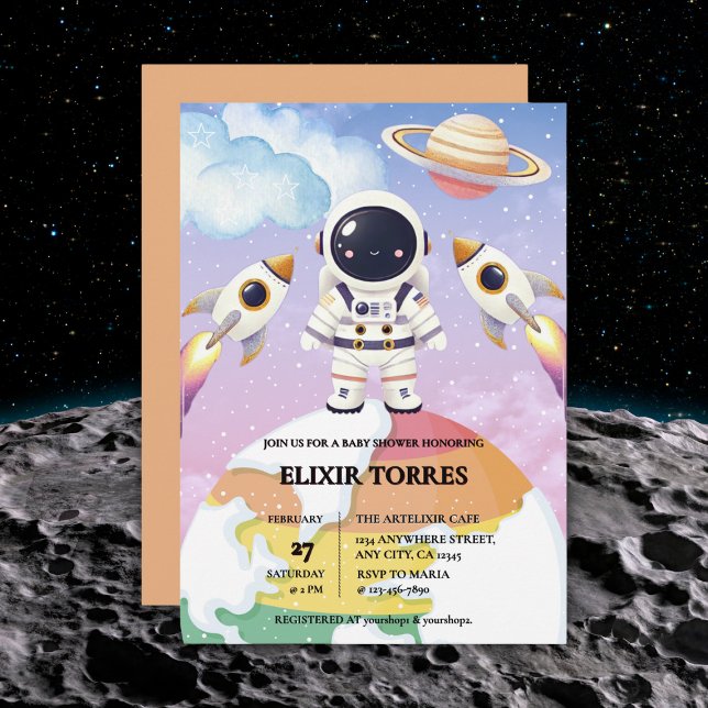Invitación Espacio acuático Pequeño Explorador Baby Shower (Subido por el creador)