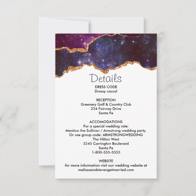 Invitación Espacio azul y morado y estrellas Boda de edad mod (Anverso)