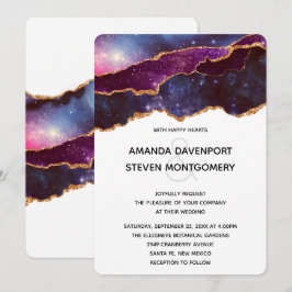 Invitación Espacio azul y púrpura y estrellas Boda moderno