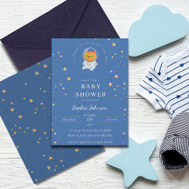 Invitación Espacio Baby Shower, gato corto, corbata cósmica