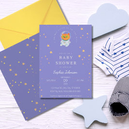 Invitación Espacio Baby Shower, gato corto, corbata cósmica