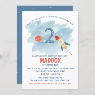 Invitación Espacio Explorar segundo cumpleaños