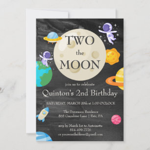 Invitación Espacio exterior astronauta Segundo cumpleaños