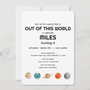Invitación Espacio exterior - Cumpleaños de niños fuera de es
