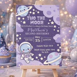 Invitación espacio exterior Dos La Luna niño cumpleaños 2º