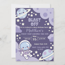 Invitación espacio exterior Primer viaje alrededor del sol cu