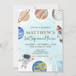 Invitación Espacio Primer Viaje Fiesta de Cumpleaños Alrededo