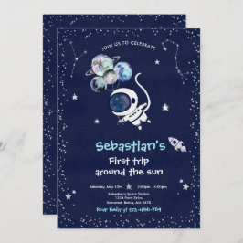 Invitación Espacio Primer Viaje Fiesta de Cumpleaños Alrededo