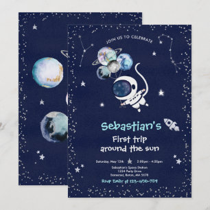 Invitación Espacio Primer Viaje Fiesta de Cumpleaños Alrededo