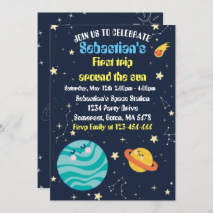 Invitación Espacio Primer Viaje Fiesta de Cumpleaños Alrededo