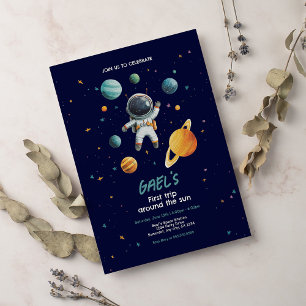 Invitación Espacio Primer Viaje Fiesta de Cumpleaños Alrededo