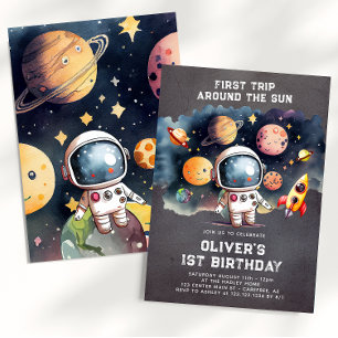 Invitación Espacio Primer Viaje Fiesta de Cumpleaños Alrededo