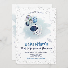 Invitación Espacio Primer Viaje Fiesta de Cumpleaños Alrededo