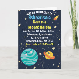 Invitación Espacio Primer Viaje Fiesta de Cumpleaños Alrededo