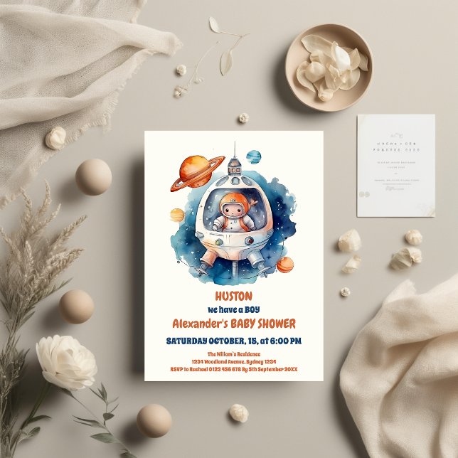 Invitación Espacio Ultraterrestre Baby Shower Houston Tenemos (Subido por el creador)