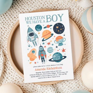 Invitación Espacio Ultraterrestre Houston Tenemos Un Chico Ba