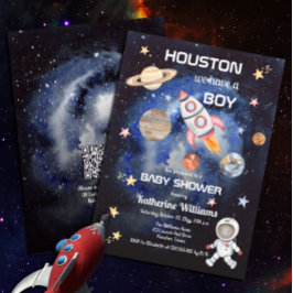Invitación Espacio Ultraterrestre Houston Tenemos un niño QR 
