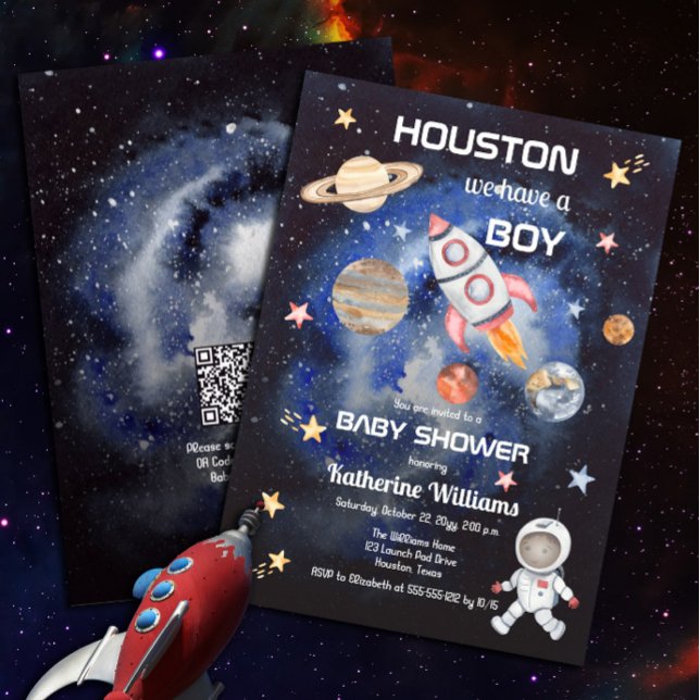Invitación Espacio Ultraterrestre Houston Tenemos un niño QR  (Subido por el creador)