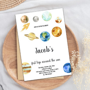 Invitación Espacio Ultraterrestre Primer tema de cumpleaños