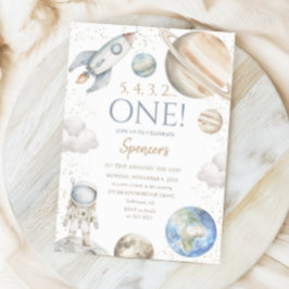 Invitación Espacio Ultraterrestre Primer Viaje de Cumpleaños 