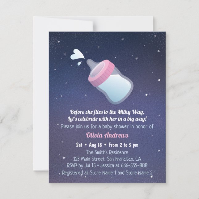 Invitación Espacio Vía Láctea Pun Humor Baby Shower (Anverso)