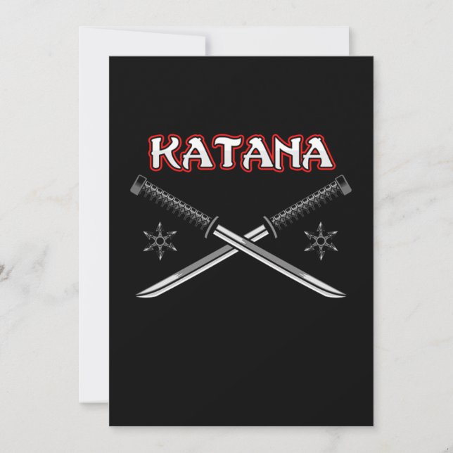 Invitación Espada Katana Ninja Arte Japonés Regalo Samurai (Anverso)