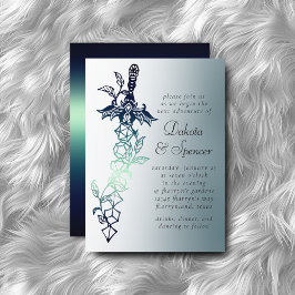 Invitación Espada RPG | Verde azulada Fantasy Tabletop PnP Ga