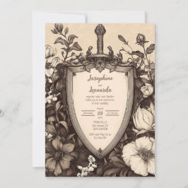 Invitación Espada y escudo de vintage medievales