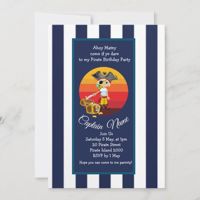 Invitación Espadas de cráneo pirata (Anverso)