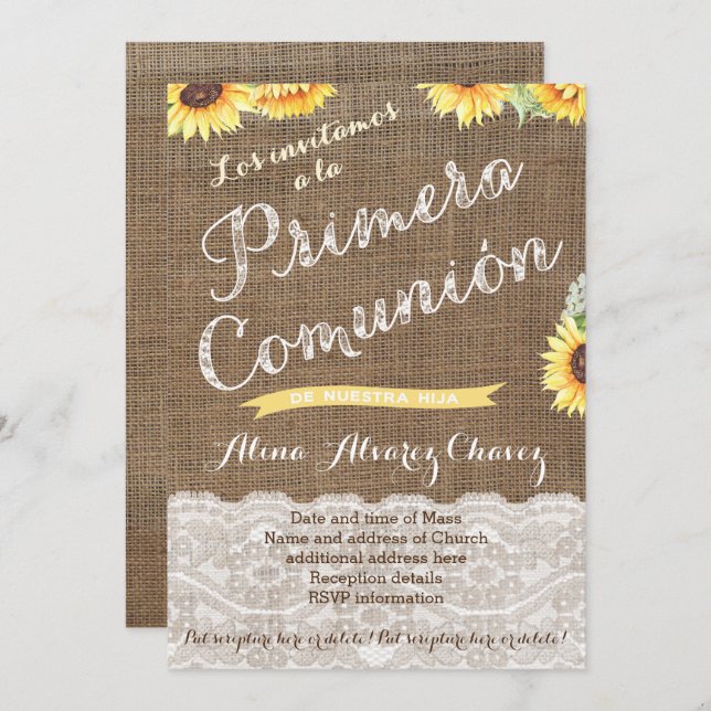 Invitación España 1ª Comunión Invita a Latina Chica (Anverso / Reverso)
