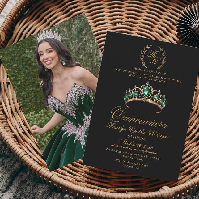 Invitación España Quinceanera Oro Negro 15 cumpleaños (Subido por el creador)