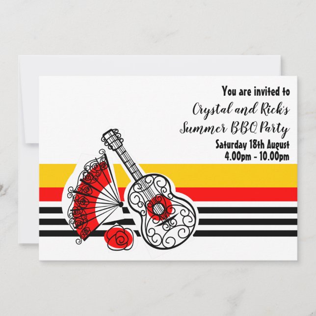 Invitación España Souvenirs Classic Stripe horizontal (Anverso)