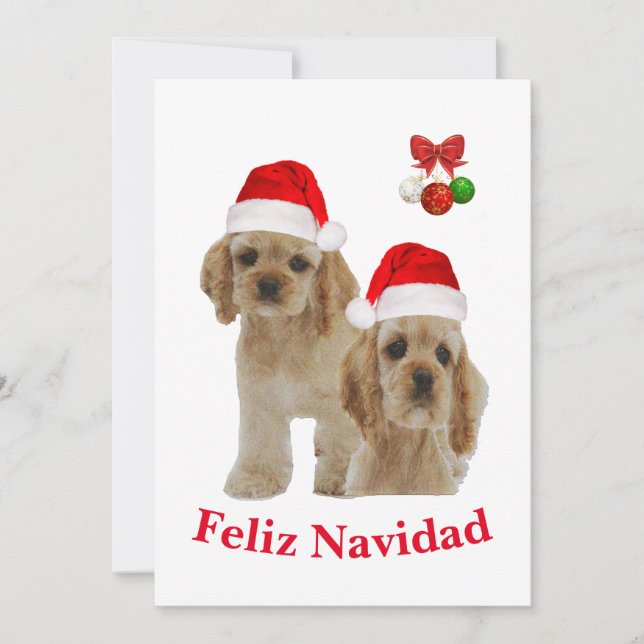 Invitación Espaniel Cóker Feliz Navidad (Anverso)