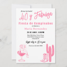 Invitación Español 40 y Fabulosa Western Fiesta Cumpleaños