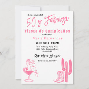 Invitación Español 50 y Fabulosa Western Fiesta 50 cumpleaños