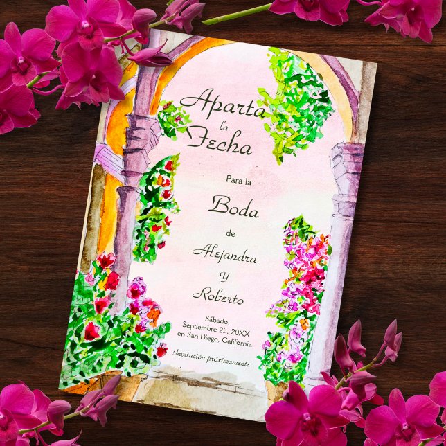 Invitación Español, acuarela Boda en Ciudad Vieja Salva la Fe (Subido por el creador)