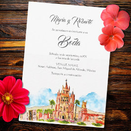 Invitación Español, acuarela San Miguel de Allende Boda