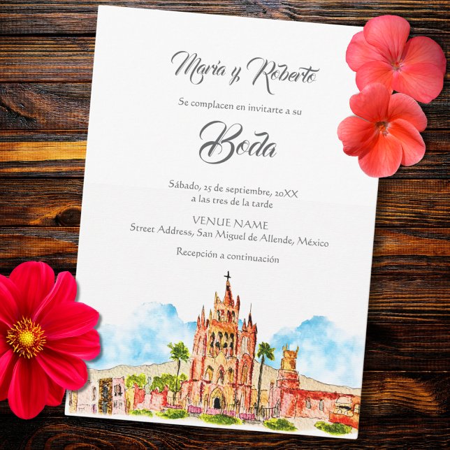 Invitación Español, acuarela San Miguel de Allende Boda (Subido por el creador)
