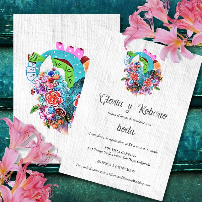 Invitación Español, Boda mexicano de Corazón de Flor (Subido por el creador)