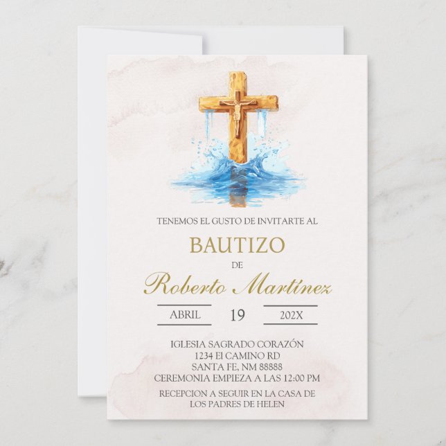 Invitación Español con bautismo cruzado (Anverso)