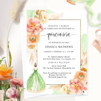 Español, Elegante Floral Verde Clara Quinceañera E