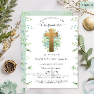 Invitación Español, niño o Chica, confirmación de la vegetaci