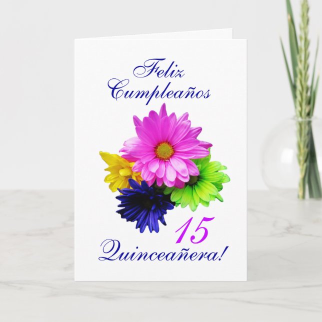 Invitación Español: Quinceanera 15 años B-día (Anverso)