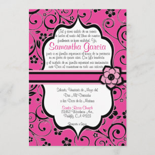 Invitación Español Quinceañera del rosa y del negro