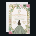 Invitación Español Rosado y Oro 15 Años Princesa Nacimiento<br><div class="desc">EDITABLE Español Sage Pink & Gold 15 Años Invitación a cumpleaños Elegante Marfil,  Rosa,  Sabor Verde Mariposa Floral Quinceanera Invitación a cumpleaños Mi Quince 15 Anos,  16 cumpleaños</div>