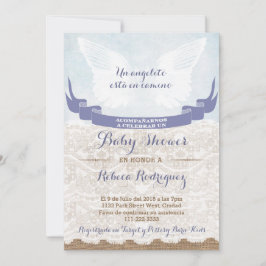 Invitación española a Baby Shower con Angel Wings